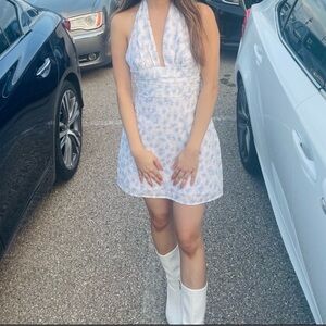 Princess Polly White and Blue Floral Mini Dress